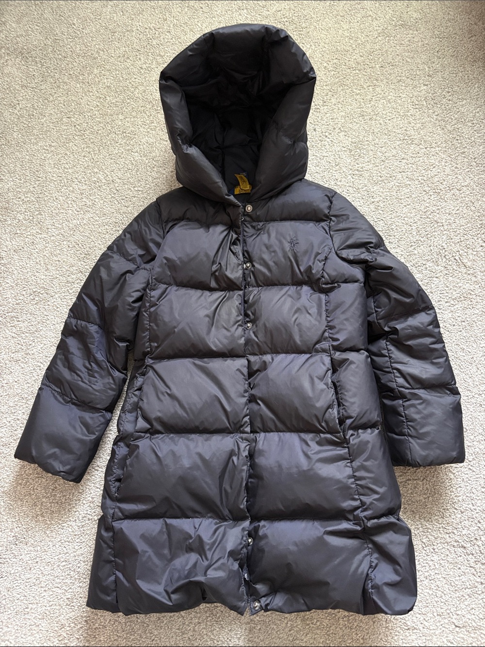 Girls Ralph Lauren Black Puffer Hooded Long Coat